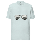 Slot-themed t-shirt with aviator sunglasses graphic featuring 7s and BAR symbols, perfect for casino fans.
