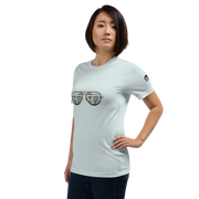 Light blue t-shirt with slot machine-themed sunglasses design for players and pros