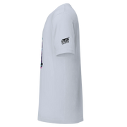 White t-shirt with colorful slot-themed graphic and 'Slot Cloth' logo on sleeve