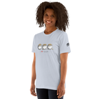 Light blue t-shirt with 'I ❤️ triple pots' design featuring three pots of gold, perfect for slot enthusiasts.