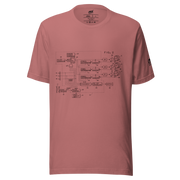 Pink t-shirt with slot machine schematic diagram, quirky gaming apparel for players and pros
