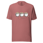 Pink t-shirt with 'I ❤️ triple pots' graphic, featuring three pots of gold coins, slot-themed apparel for players.