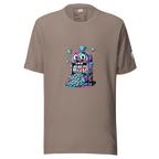 Brown t-shirt with colorful slot machine graphic, diamonds, and lucky 7s for casino lovers