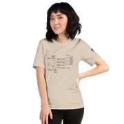 Beige t-shirt with vintage slot machine schematic diagram, perfect for casino enthusiasts and tech lovers