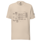 Beige t-shirt featuring a slot machine schematic diagram with labeled components like coin sensor and hopper.
