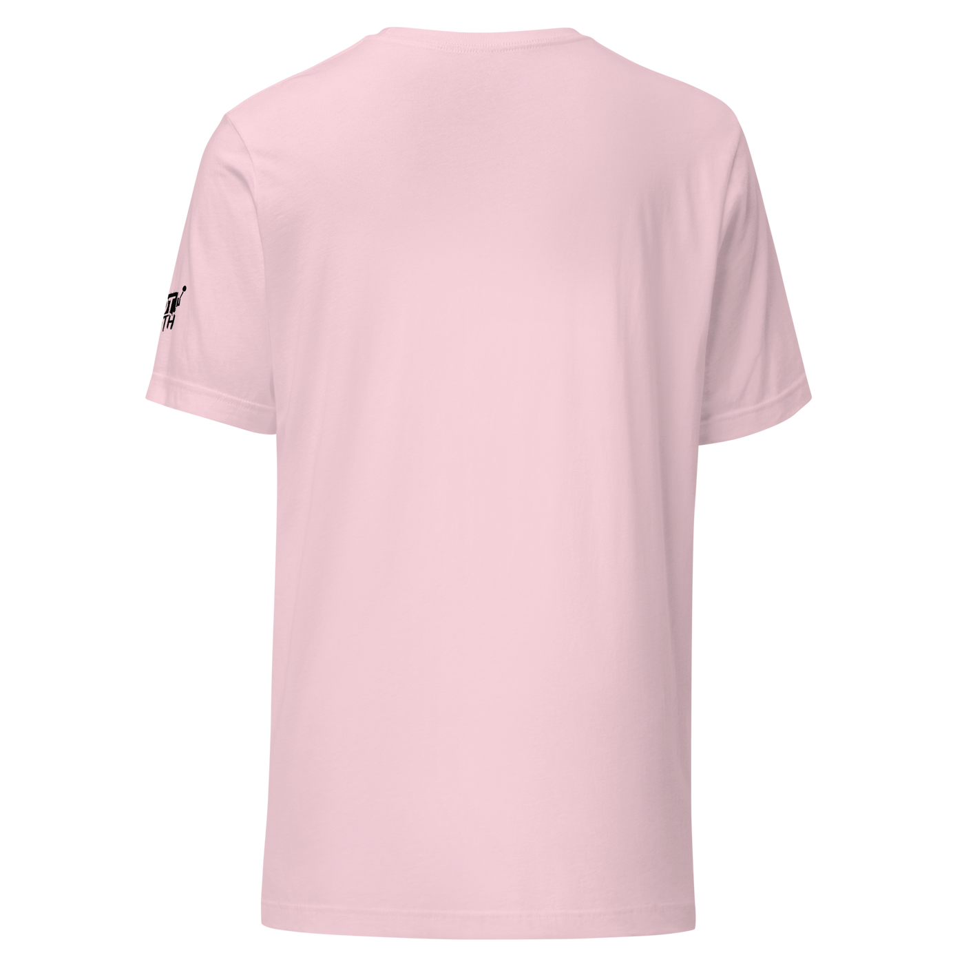 Pink slot-themed t-shirt with black logo on sleeve, smart and quirky design for players