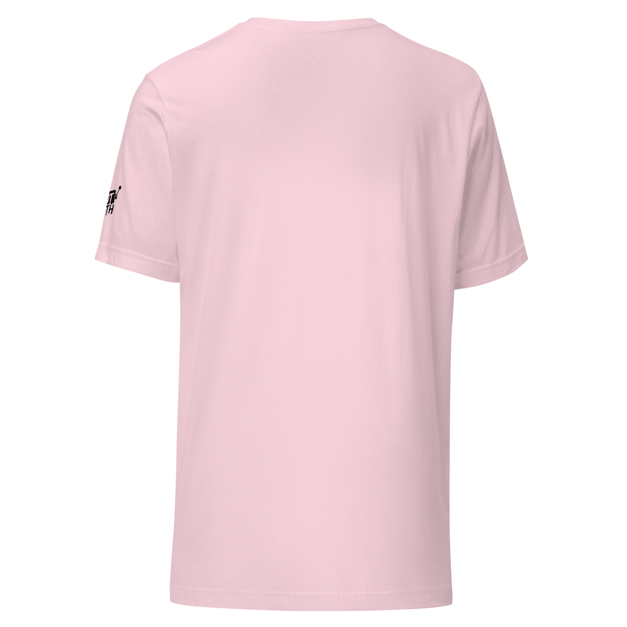 Pink slot-themed t-shirt with black logo on sleeve, smart and quirky design for players