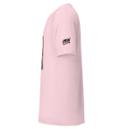 Pink Slot Cloth t-shirt with side graphic and sleeve logo, quirky casino-themed apparel for players