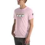 Pink t-shirt with 'I ❤️ triple pots' design featuring three pots of gold, ideal for slot-themed fashion.