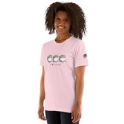 Pink t-shirt with 'I ❤️ triple pots' graphic, featuring three pots of gold coins, perfect for slot lovers.