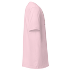 Pink slot-themed t-shirt with side graphic design for casino players and gaming enthusiasts