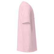 Pink slot-themed t-shirt with side graphic design for casino players and gaming enthusiasts