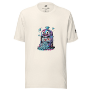 Quirky slot machine t-shirt with diamond graphics and lucky 7s design