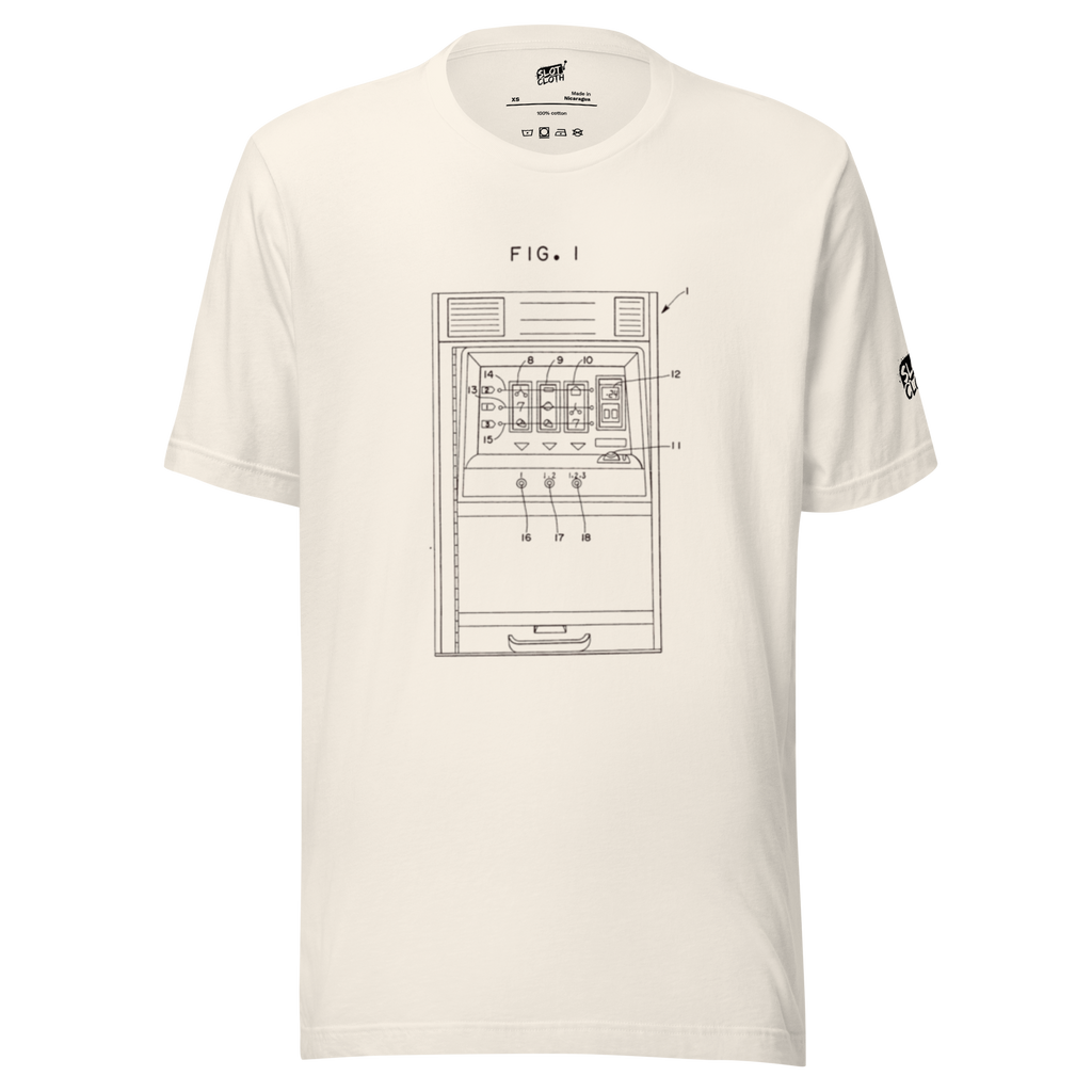 Slot-themed t-shirt with technical diagram design for players and professionals