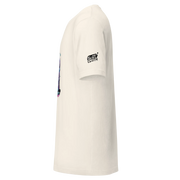 White t-shirt with colorful slot-themed graphic and 'Slot Cloth' logo on sleeve