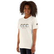 White t-shirt with 'I ❤️ triple pots' design featuring three pots of gold, perfect for slot-themed fashion.