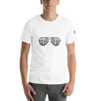 White t-shirt with slot machine-themed sunglasses design for players and pros