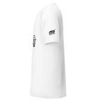 White slot-themed t-shirt with 'Slot Cloth' logo on sleeve and vintage slot machine graphic on side