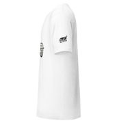 White slot-themed t-shirt with 'Slot Cloth' logo on sleeve and vintage slot machine graphic on side