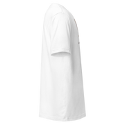 White slot-themed t-shirt with side graphic, perfect for casino players and gaming fans